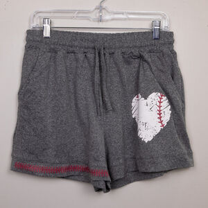 Grey baseball heart lounge shorts-XXL